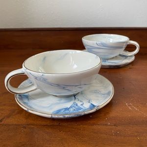 Anthropologie Strata Cup and Saucer Set (2)